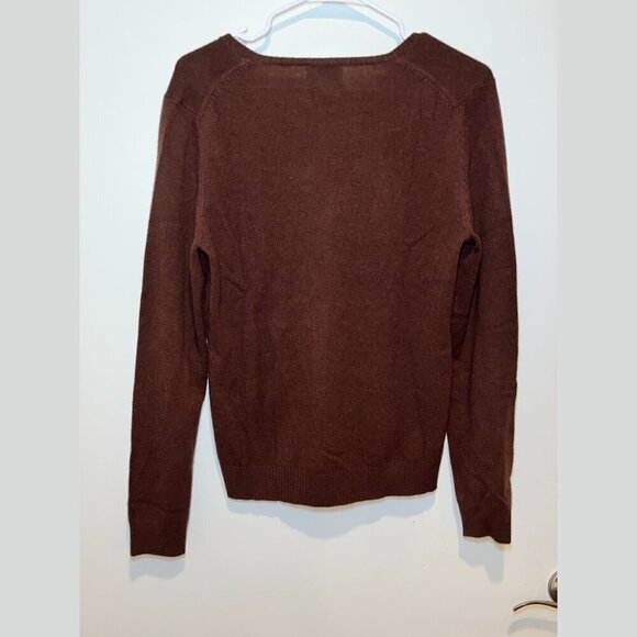 Neiman Marcus Brown 100% Cashmere Blend V-Neck Pullover Sweaters Women’s Size L - Picture 4 of 7